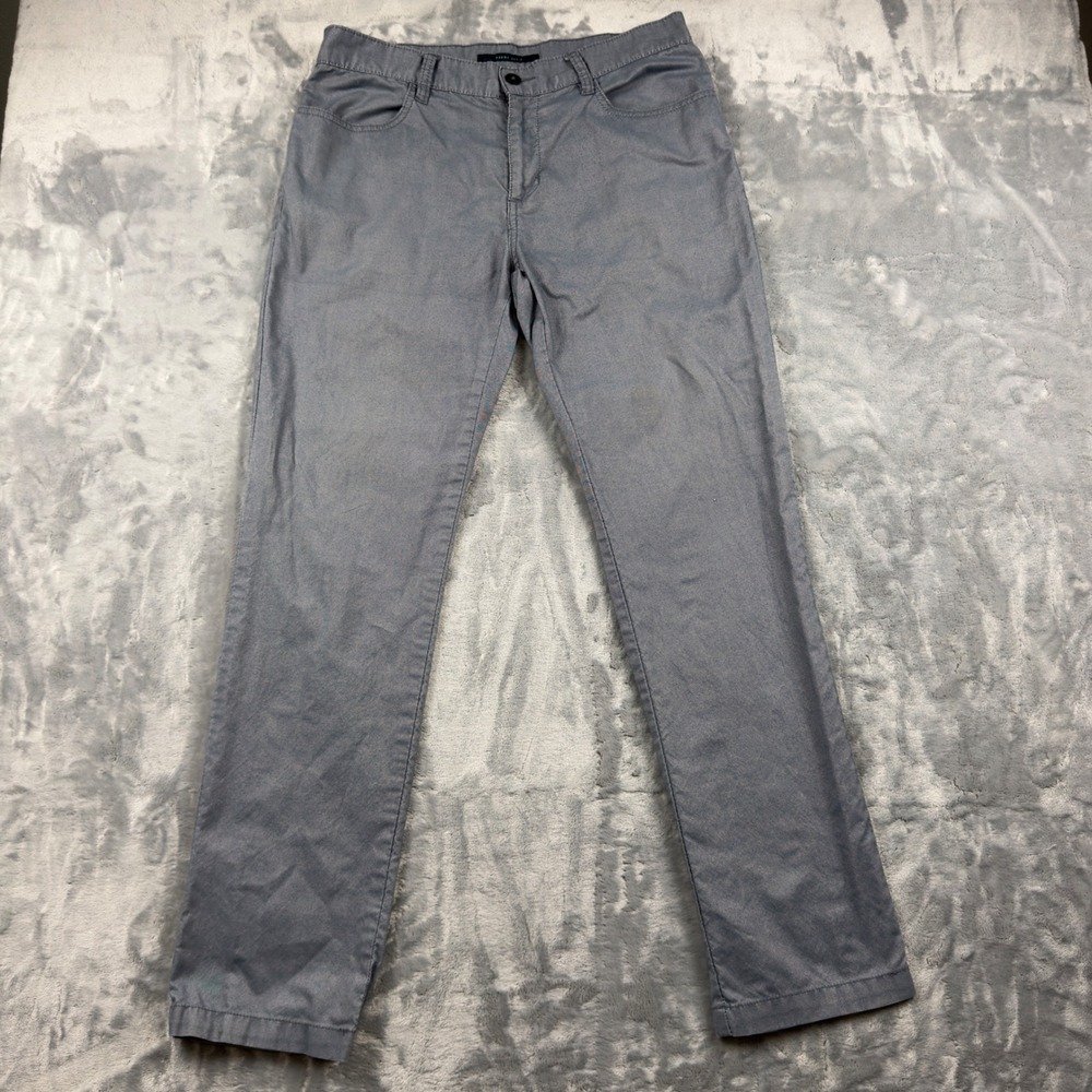 Perry Ellis Mens Slim Fit Gray Micro Pattern 5 Pocket Chino Pants 32x32